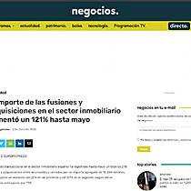 El importe de las fusiones y adquisiciones en el sector inmobiliario aument un 121% hasta mayo